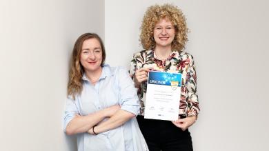 
		BGM managers Michèle Penz and Pia Grocholl with Top Brand Corporate Health certificate
	
